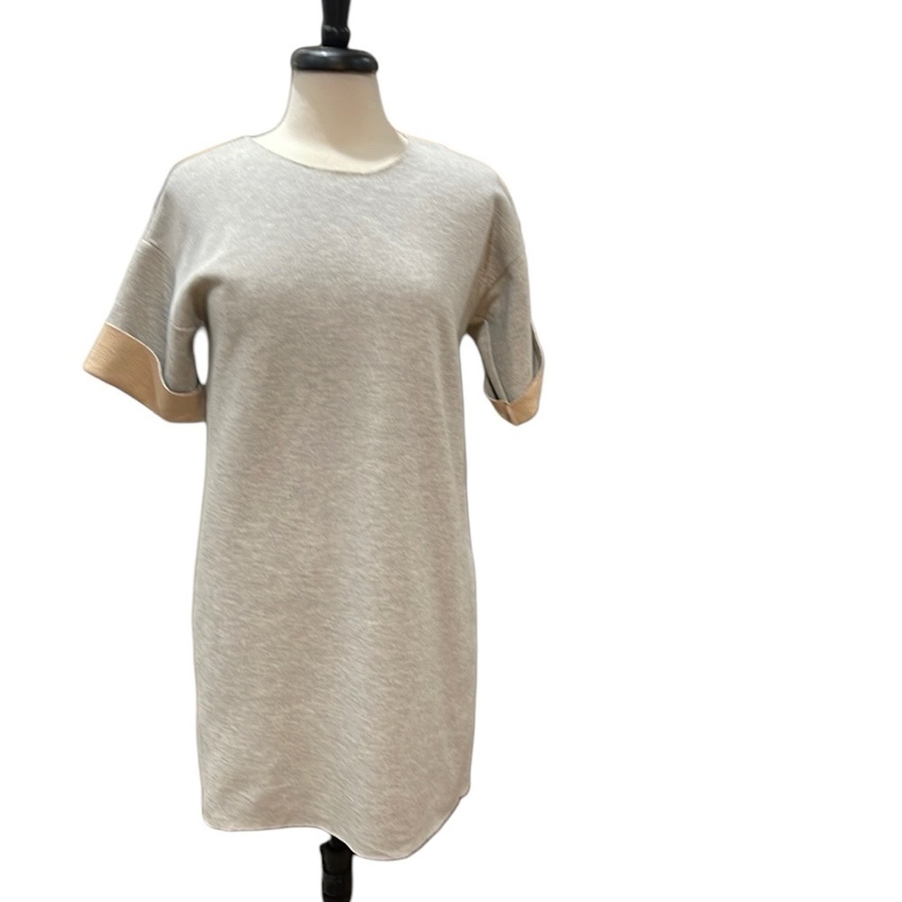Kohima Shift Style Sweatshirt Mini Dress Grey Peach SZ S